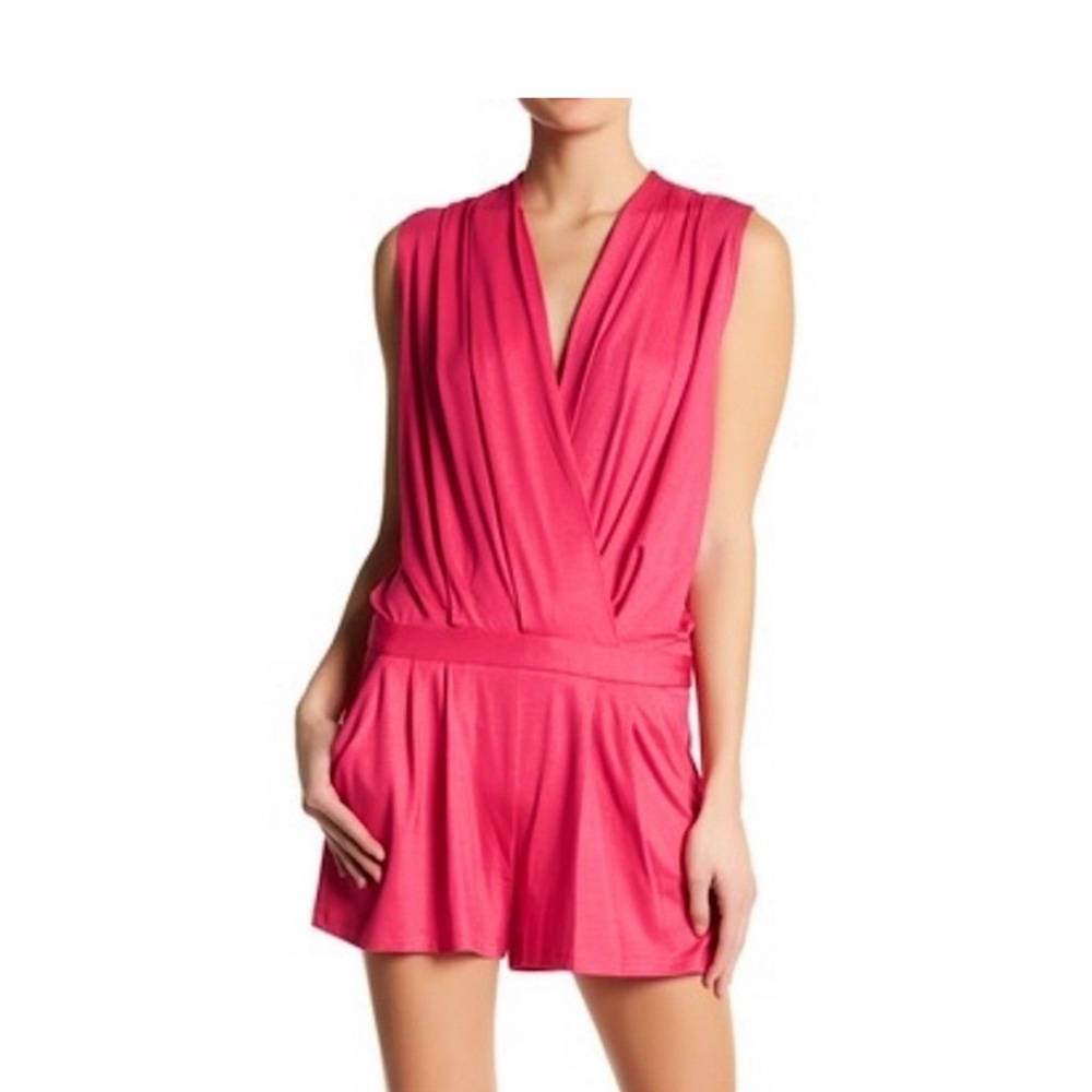 Trina Turk Giselle Jersey Vibrant Pink Romper XS $168